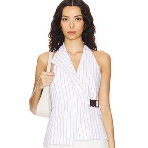 NWT! Nicholas Pinstriped “Dakotah Asymmetrical Halter Neck Vest” Size 4